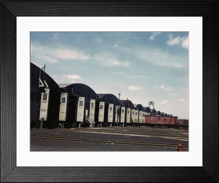 Framed Print : Tracks leading into the freight house at Proviso yard, C&NWRR, Chicago, Ill. 1943. Creator: Jack Delano Framed Print : Tracks leading into the freight house at Proviso yard, C&NWRR, Chicago, Ill. 1943. Creator: Jack Delano