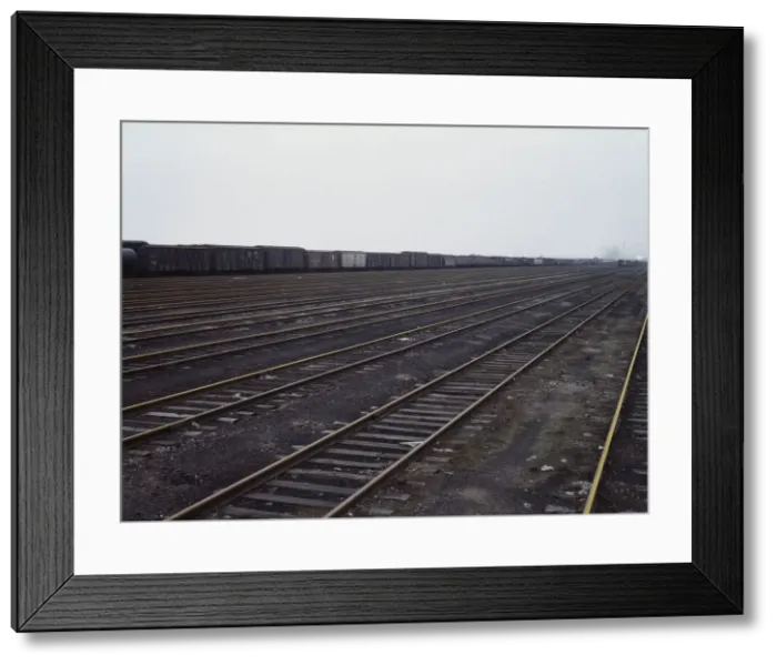 Framed Print : Tracks at Proviso yard of C & NW RR, Chicago, Ill. 1943. Creator: Jack Delano Framed Print : Tracks at Proviso yard of C & NW RR, Chicago, Ill. 1943. Creator: Jack Delano