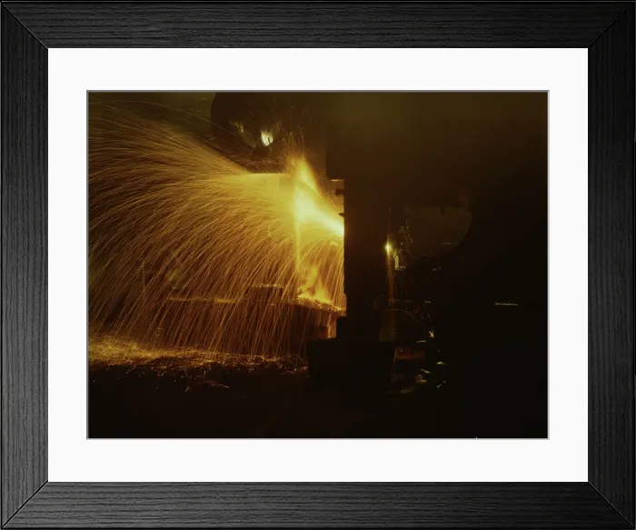 Framed Print : A welder who works in the round-house at the Chicago and Northwestern Railroads Proviso yard, 1942. Creator: Jack Delano Framed Print : A welder who works in the round-house at the Chicago and Northwestern Railroads Proviso yard, 1942. Creator: Jack Delano