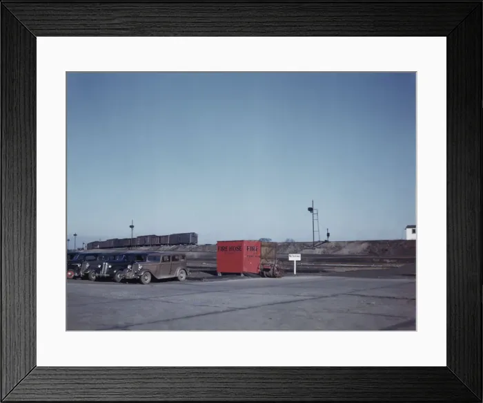 Framed Print : Train going over the hump at C & NW RRs Proviso yard, Chicago, Ill. 1942. Creator: Jack Delano Framed Print : Train going over the hump at C & NW RRs Proviso yard, Chicago, Ill. 1942. Creator: Jack Delano