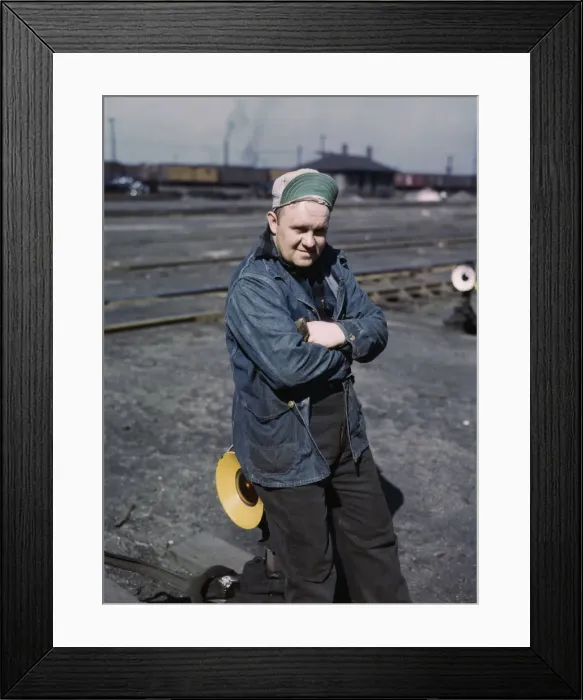 Framed Print : A.S. Gerdee, of 3251 Maypole(?) Street, working as a switchman... Chicago, Ill. 1943. Creator: Jack Delano Framed Print : A.S. Gerdee, of 3251 Maypole(?) Street, working as a switchman... Chicago, Ill. 1943. Creator: Jack Delano