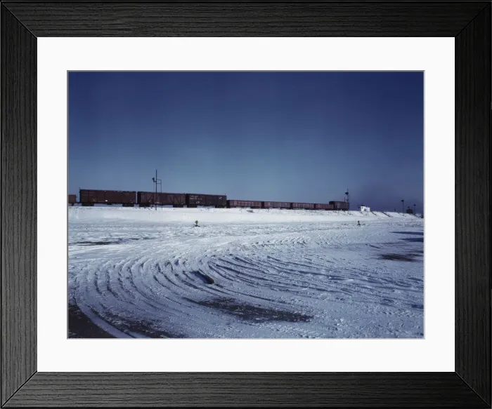 Framed Print : Train going over the hump at C & NW RRs Proviso yard, Chicago, Ill. 1942. Creator: Jack Delano Framed Print : Train going over the hump at C & NW RRs Proviso yard, Chicago, Ill. 1942. Creator: Jack Delano