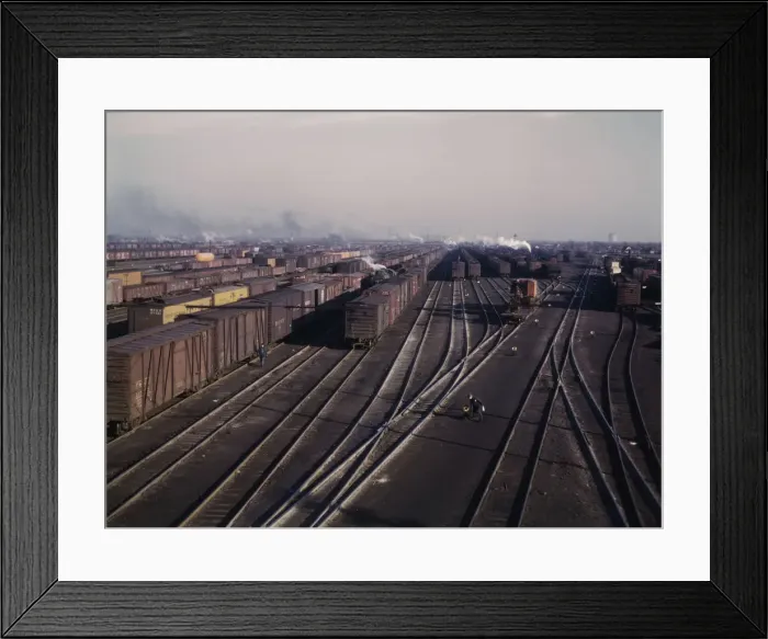 Framed Print : View of a classification yard at C & NW RRs Proviso yard, Chicago, Ill. 1942. Creator: Jack Delano Framed Print : View of a classification yard at C & NW RRs Proviso yard, Chicago, Ill. 1942. Creator: Jack Delano