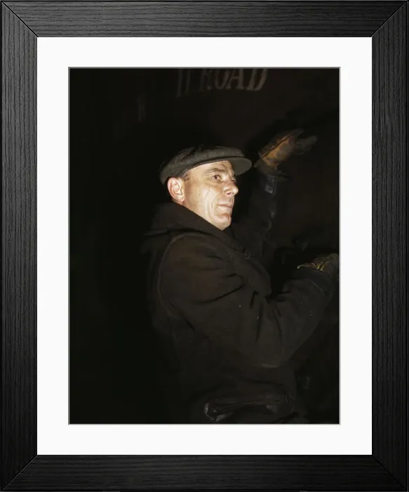 Framed Print : Frederick Batt, brakeman, on the C & NW RR, at Proviso yard, Chicago, Ill. 1942. Creator: Jack Delano Framed Print : Frederick Batt, brakeman, on the C & NW RR, at Proviso yard, Chicago, Ill. 1942. Creator: Jack Delano