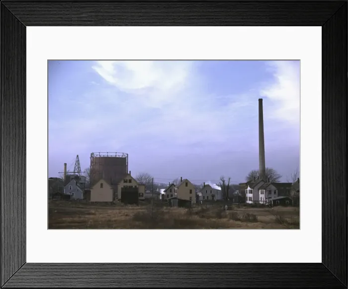 Framed Print : Industrial town in Massachusetts, possibly New Bedford, ca. 1941. Creator: Jack Delano Framed Print : Industrial town in Massachusetts, possibly New Bedford, ca. 1941. Creator: Jack Delano