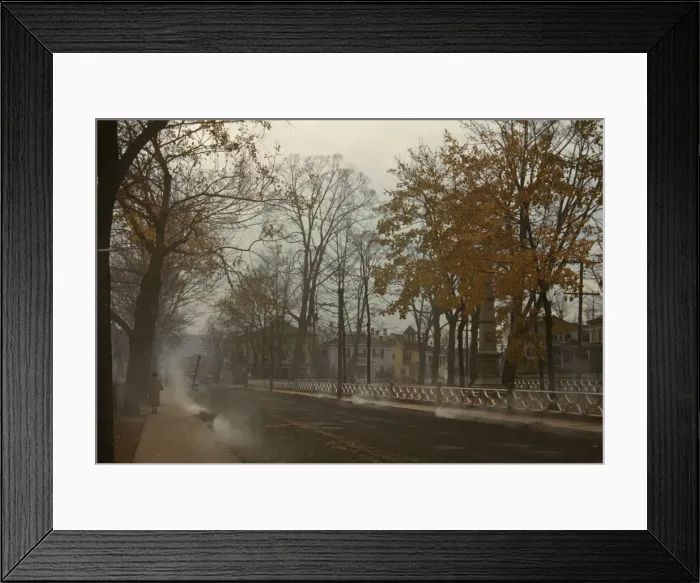 Framed Print : Burning the autumn leaves in Norwich, Connecticut, 1940. Creator: Jack Delano Framed Print : Burning the autumn leaves in Norwich, Connecticut, 1940. Creator: Jack Delano