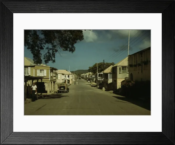 Framed Print : Street in a town [Frederiksted, St. Croix], in the Virgin Islands, 1941. Creator: Jack Delano