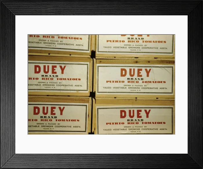 Framed Print : Tomato crates at the Yauco cooperative tomato growers association, Puerto Rico, 1942. Creator: Jack Delano Framed Print : Tomato crates at the Yauco cooperative tomato growers association, Puerto Rico, 1942. Creator: Jack Delano