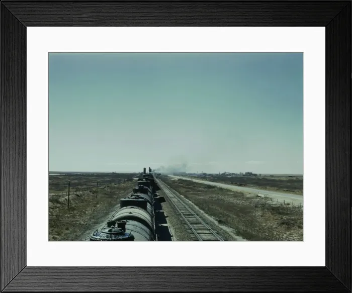 Framed Print : West bound Santa Fe R. R. freight train stopping for water, Tolar, New Mexico, 1943. Creator: Jack Delano Framed Print : West bound Santa Fe R. R. freight train stopping for water, Tolar, New Mexico, 1943. Creator: Jack Delano