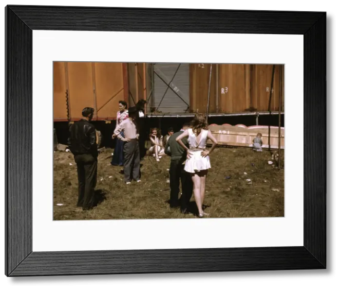Framed Print : Backstage at the girlie'show at the Vermont state fair, Rutland, 1941. Creator: Jack Delano Framed Print : Backstage at the girlie'show at the Vermont state fair, Rutland, 1941. Creator: Jack Delano