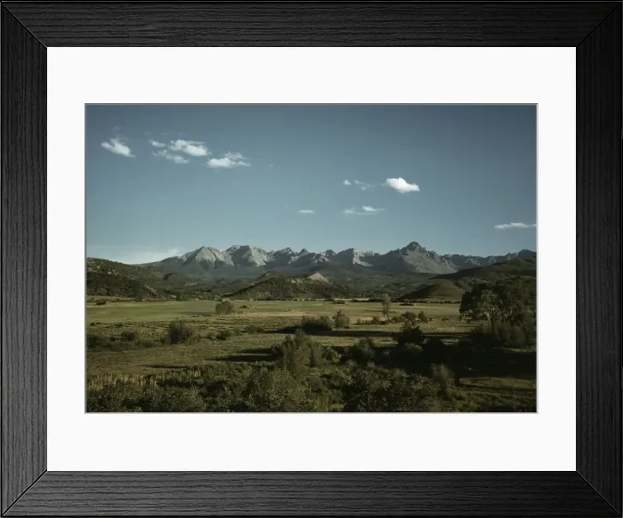 Framed Print : Farmland in the vicinity of Mt. Sneffels, Ouray County, Colorado, 1940. Creator: Russell Lee Framed Print : Farmland in the vicinity of Mt. Sneffels, Ouray County, Colorado, 1940. Creator: Russell Lee