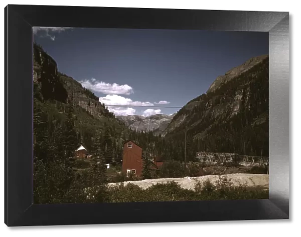 Looking down the valley toward Ouray from the Camp Bird Mine, Ouray County, Colorado, 1940. Creator: Russell Lee