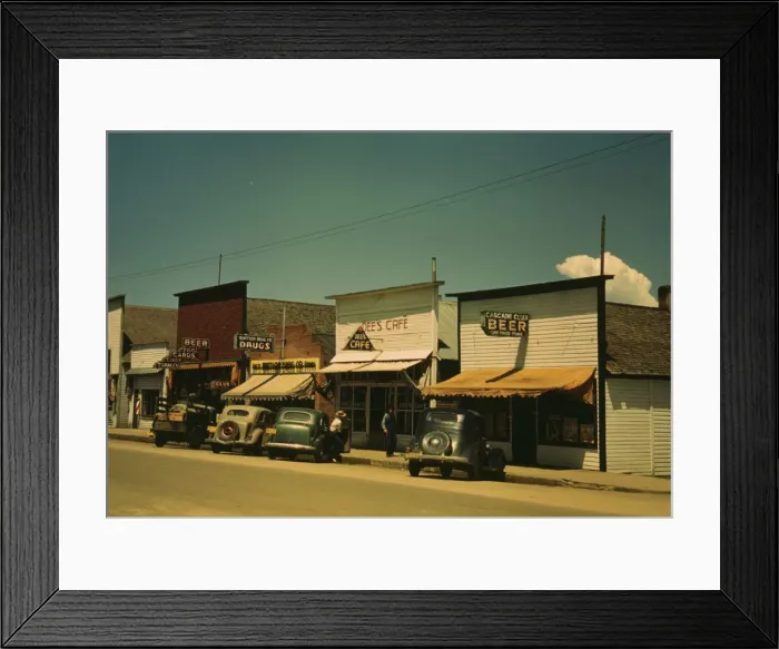 Framed Print : On main street of Cascade, Idaho... 1941. Creator: Russell Lee Framed Print : On main street of Cascade, Idaho... 1941. Creator: Russell Lee