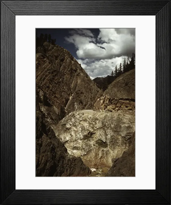 Framed Print : Million dollar highway [U. S. 550] is cut through massive rocks in Ouray County, Colorado, 1940. Creator: Russell Lee