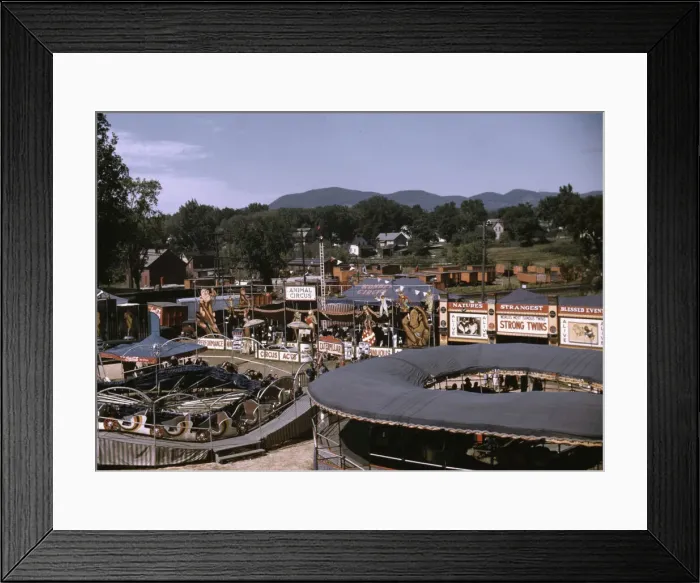 Framed Print : View of the grounds at the Vermont state fair, Rutland, 1941. Creator: Jack Delano Framed Print : View of the grounds at the Vermont state fair, Rutland, 1941. Creator: Jack Delano