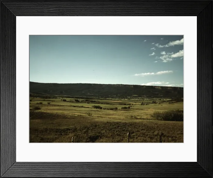 Framed Print : Farmland in Pleasant Valley near Ridgway, Ouray County, Colorado, 1940. Creator: Russell Lee Framed Print : Farmland in Pleasant Valley near Ridgway, Ouray County, Colorado, 1940. Creator: Russell Lee