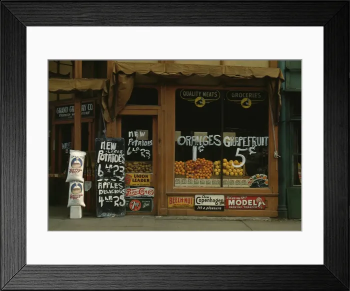 Framed Print : Grand Grocery Co. Lincoln, Neb. 1942. Creator: John Vachon Framed Print : Grand Grocery Co. Lincoln, Neb. 1942. Creator: John Vachon