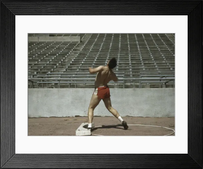 Framed Print : Shot putter, University of Nebraska, 1942. Creator: John Vachon Framed Print : Shot putter, University of Nebraska, 1942. Creator: John Vachon