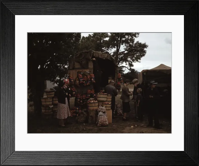 Framed Print : Fruit wagon at the Pie Town, New Mexico Fair, 1940. Creator: Russell Lee Framed Print : Fruit wagon at the Pie Town, New Mexico Fair, 1940. Creator: Russell Lee