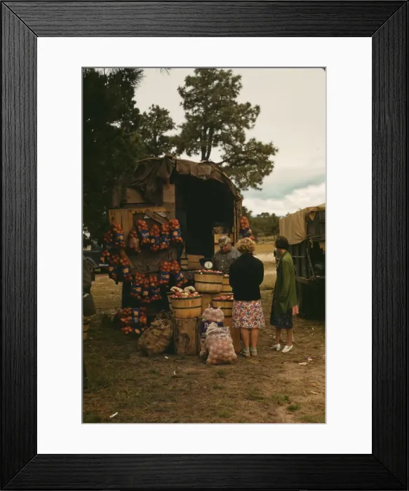Framed Print : Fruit wagon at the Pie Town, New Mexico Fair, 1940. Creator: Russell Lee Framed Print : Fruit wagon at the Pie Town, New Mexico Fair, 1940. Creator: Russell Lee
