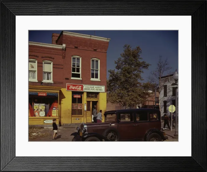 Framed Print : Car in front of Shulmans Market on N at Union St. S. W. Washington, D. C. between 1941 and 1942. Creator: Louise Rosskam Framed Print : Car in front of Shulmans Market on N at Union St. S. W. Washington, D. C. between 1941 and 1942. Creator: Louise Rosskam