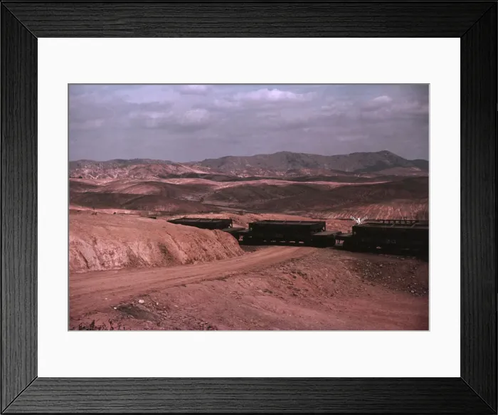 Framed Print : A train bringing copper ore out of the mine, Ducktown, Tenn. 1939. Creator: Marion Post Wolcott Framed Print : A train bringing copper ore out of the mine, Ducktown, Tenn. 1939. Creator: Marion Post Wolcott