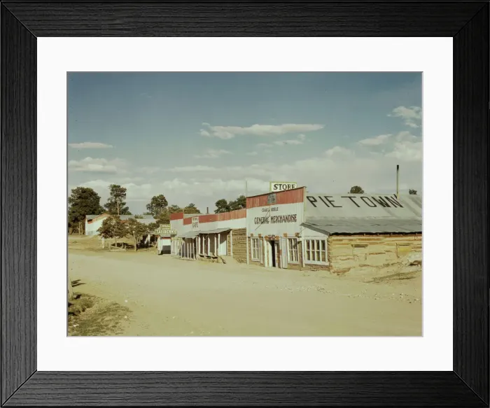 Framed Print : General Merchandise store, Main Street, Pie Town, New Mexico, 1940. Creator: Russell Lee Framed Print : General Merchandise store, Main Street, Pie Town, New Mexico, 1940. Creator: Russell Lee