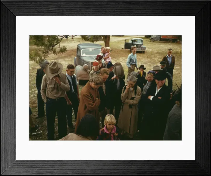 Framed Print : Grace was said before the barbeque was served at the Pie Town, New Mexico Fair, 1940. Creator: Russell Lee Framed Print : Grace was said before the barbeque was served at the Pie Town, New Mexico Fair, 1940. Creator: Russell Lee