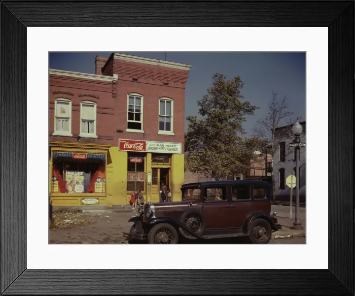 Framed Print : Shulmans Market at the southeast corner of N Street... Washington, D.C. 1941-1942. Creator: Louise Rosskam