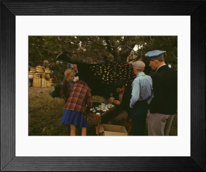 Framed Print : Initial pin souvenirs at the Pie Town, New Mexico Fair, 1940. Creator: Russell Lee Framed Print : Initial pin souvenirs at the Pie Town, New Mexico Fair, 1940. Creator: Russell Lee