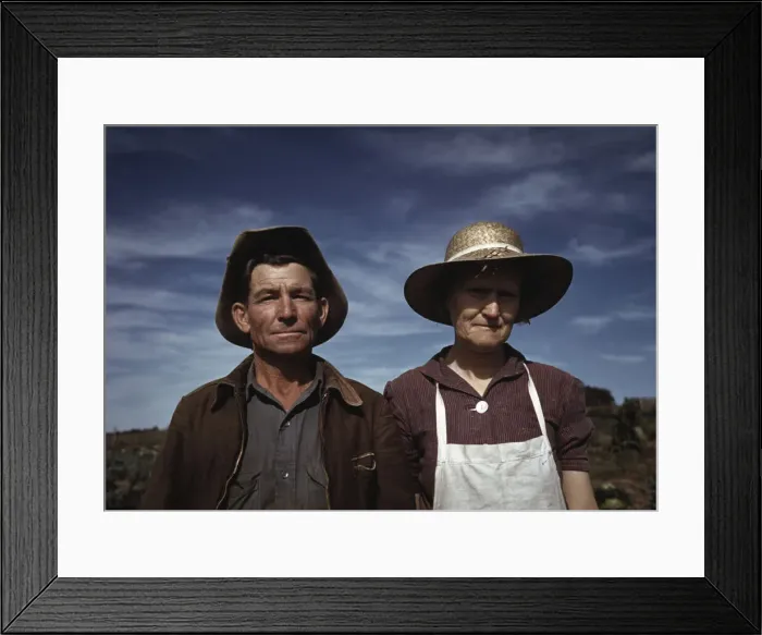 Framed Print : Jim Norris and wife, homesteaders, Pie Town, New Mexico, 1940. Creator: Russell Lee Framed Print : Jim Norris and wife, homesteaders, Pie Town, New Mexico, 1940. Creator: Russell Lee