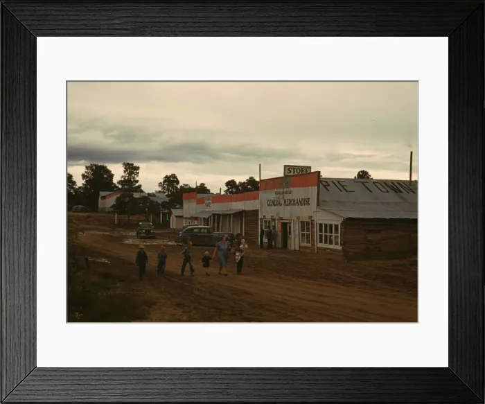 Framed Print : Main Street, Pie Town, New Mexico, 1940. Creator: Russell Lee Framed Print : Main Street, Pie Town, New Mexico, 1940. Creator: Russell Lee