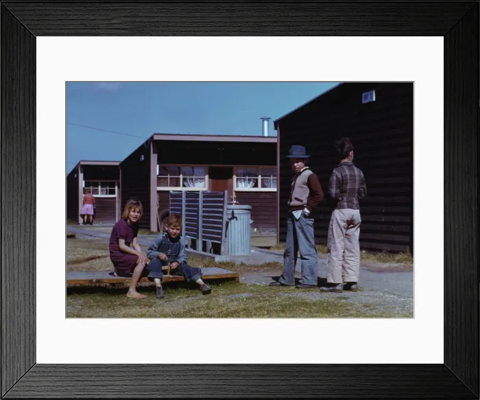 Framed Print : Boy building a model airplane while other children look on, FSA labor camp, Robstown, Tex. 1942. Creator: Arthur Rothstein Framed Print : Boy building a model airplane while other children look on, FSA labor camp, Robstown, Tex. 1942. Creator: Arthur Rothstein