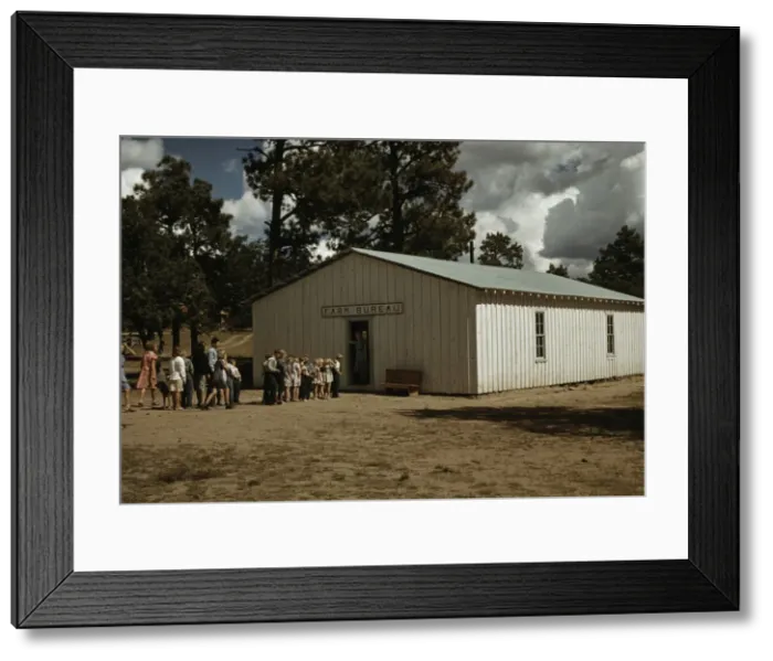 Framed Print : The school at Pie Town, New Mexico in the Farm Bureau building, 1940. Creator: Russell Lee Framed Print : The school at Pie Town, New Mexico in the Farm Bureau building, 1940. Creator: Russell Lee