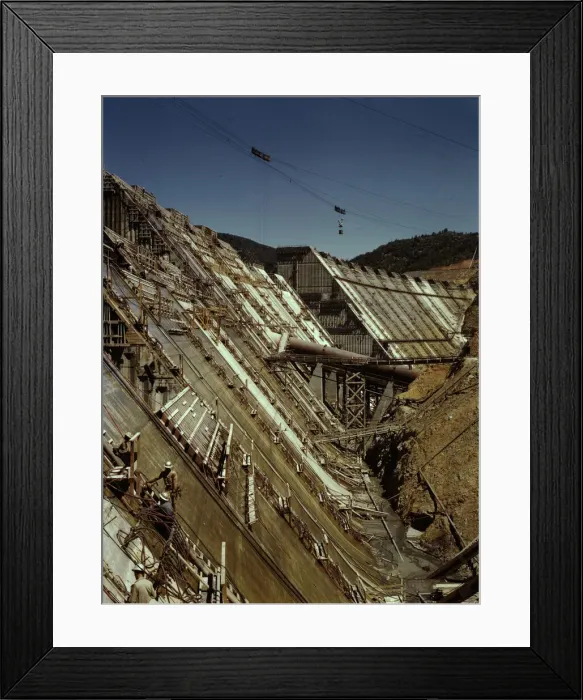 Framed Print : Shasta dam under construction, California, 1942. Creator: Russell Lee Framed Print : Shasta dam under construction, California, 1942. Creator: Russell Lee