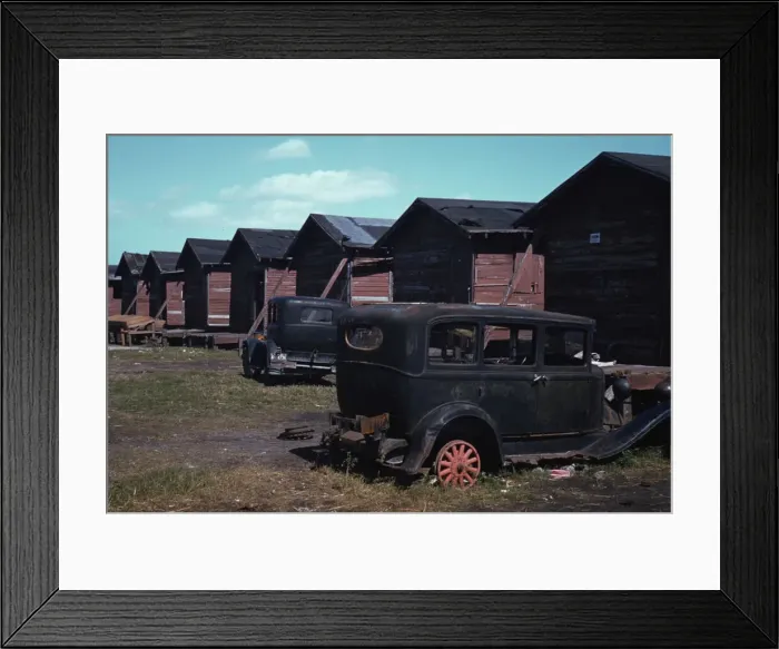 Framed Print : Shacks condemned by Board of Health... Belle Glade, Fla. 1941. Creator: Marion Post Wolcott Framed Print : Shacks condemned by Board of Health... Belle Glade, Fla. 1941. Creator: Marion Post Wolcott