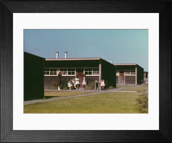 Framed Print : Families of migratory workers in front of their row shelters, FSA... camp, Robstown, Tex. 1942. Creator: Arthur Rothstein Framed Print : Families of migratory workers in front of their row shelters, FSA... camp, Robstown, Tex. 1942. Creator: Arthur Rothstein