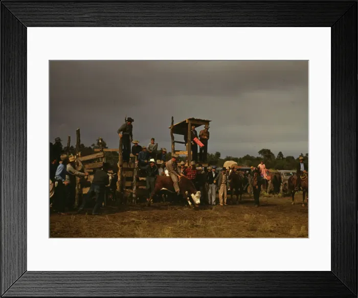 Framed Print : Rodeo at the Pie Town, New Mexico Fair, 1940. Creator: Russell Lee