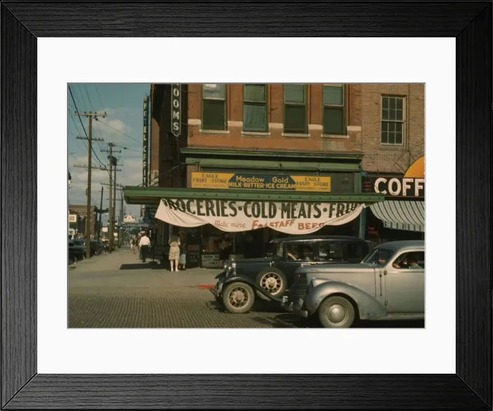 Framed Print : Eagle Fruit Store and Capital Hotel, Lincoln, Nebraska, 1942. Creator: John Vachon Framed Print : Eagle Fruit Store and Capital Hotel, Lincoln, Nebraska, 1942. Creator: John Vachon