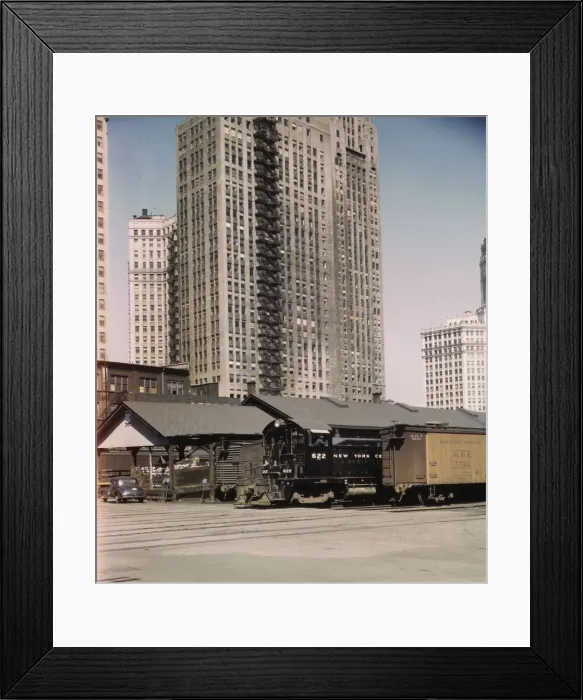 Framed Print : Diesel switch engine moving freight cars at the South water... Illinois Central R.R. Chicago, 1943. Creator: Jack Delano Framed Print : Diesel switch engine moving freight cars at the South water... Illinois Central R.R. Chicago, 1943. Creator: Jack Delano