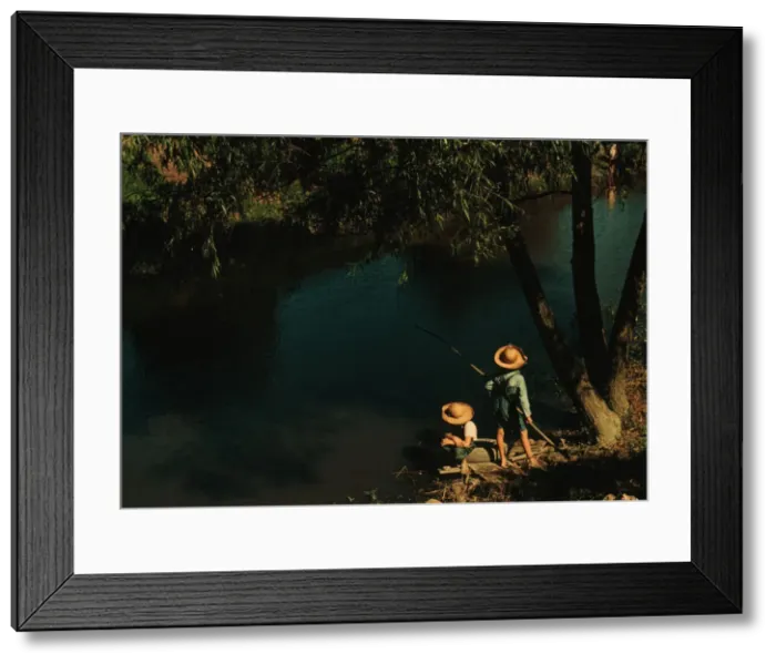 Framed Print : Boys fishing in a bayou, Schriever, La. 1940. Creator: Marion Post Wolcott Framed Print : Boys fishing in a bayou, Schriever, La. 1940. Creator: Marion Post Wolcott