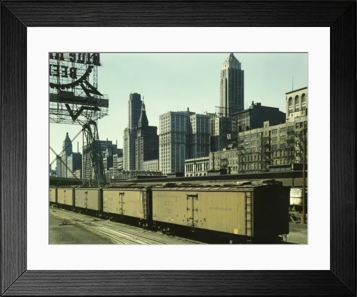 Framed Print : General view of part of the South Water street Illinois Central Railroad freight... Chicago, 1943. Creator: Jack Delano Framed Print : General view of part of the South Water street Illinois Central Railroad freight... Chicago, 1943. Creator: Jack Delano