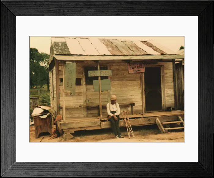 Framed Print : A store with live fish for sale, vicinity of Natchitoches, La. 1940. Creator: Marion Post Wolcott