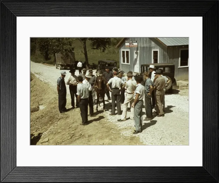Framed Print : Mountaineers and farmers trading mules and horses on Jockey St. Campton, Wolfe County, Ky. 1940 Creator: Marion Post Wolcott