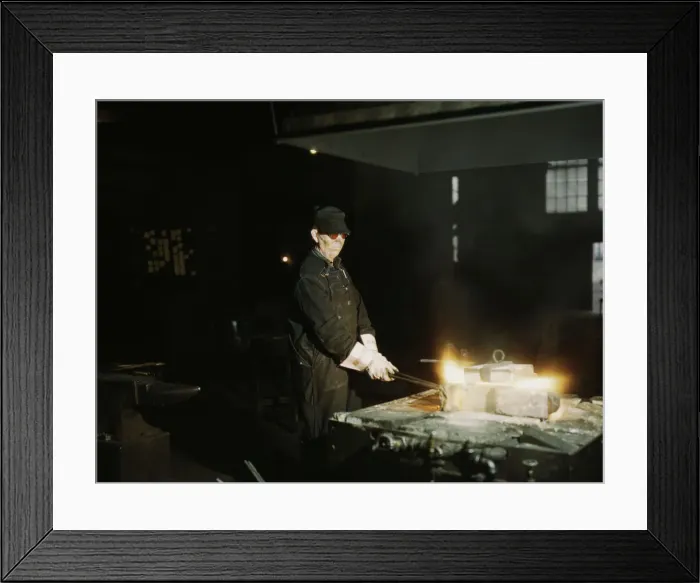 Framed Print : John Kelseh [i.e. Kelsch], blacksmith, at his forge... Rock Island R.R. Blue Island, Ill. 1943. Creator: Jack Delano