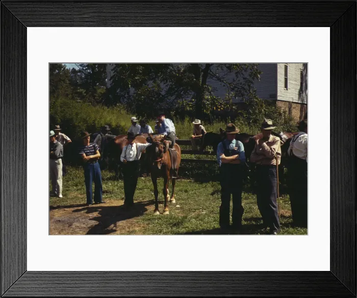 Framed Print : Mountaineers and farmers trading mules and horses on Jockey St. Campton, Wolfe County, Ky. 1940 Creator: Marion Post Wolcott Framed Print : Mountaineers and farmers trading mules and horses on Jockey St. Campton, Wolfe County, Ky. 1940 Creator: Marion Post Wolcott