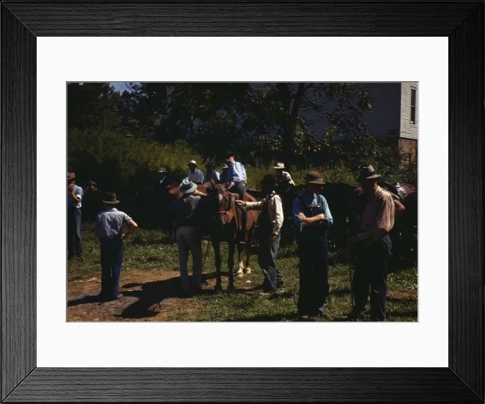 Framed Print : Mountaineers and farmers trading mules and horses on Jockey St. Campton, Wolfe County, Ky. 1940 Creator: Marion Post Wolcott Framed Print : Mountaineers and farmers trading mules and horses on Jockey St. Campton, Wolfe County, Ky. 1940 Creator: Marion Post Wolcott
