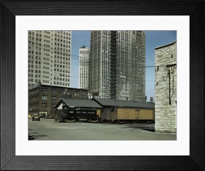 Framed Print : Diesel switch engine moving freight cars... South Water street... Illinois Central R.R. Chicago, 1943 Creator: Jack Delano Framed Print : Diesel switch engine moving freight cars... South Water street... Illinois Central R.R. Chicago, 1943 Creator: Jack Delano