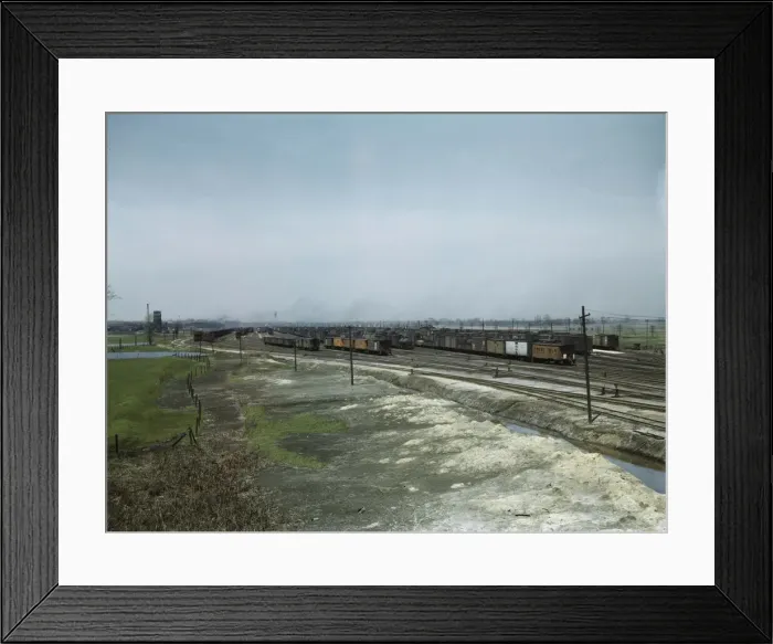 Framed Print : C. M. St. P. & P. R. R. general view of part of the yard, Bensenville, Ill. 1943. Creator: Jack Delano Framed Print : C. M. St. P. & P. R. R. general view of part of the yard, Bensenville, Ill. 1943. Creator: Jack Delano