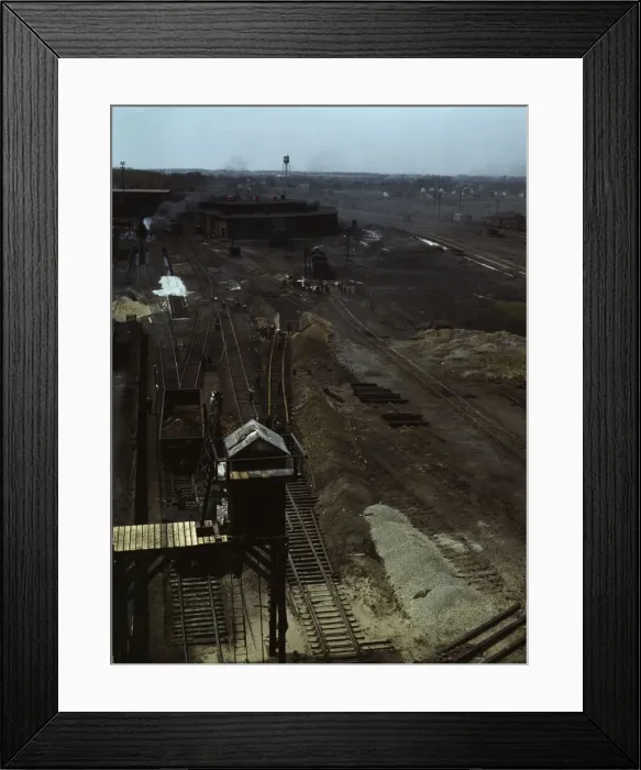 Framed Print : Track repair work at the Bensenville yard of the Chicago, Milwaukee... Illinois, 1943. Creator: Jack Delano